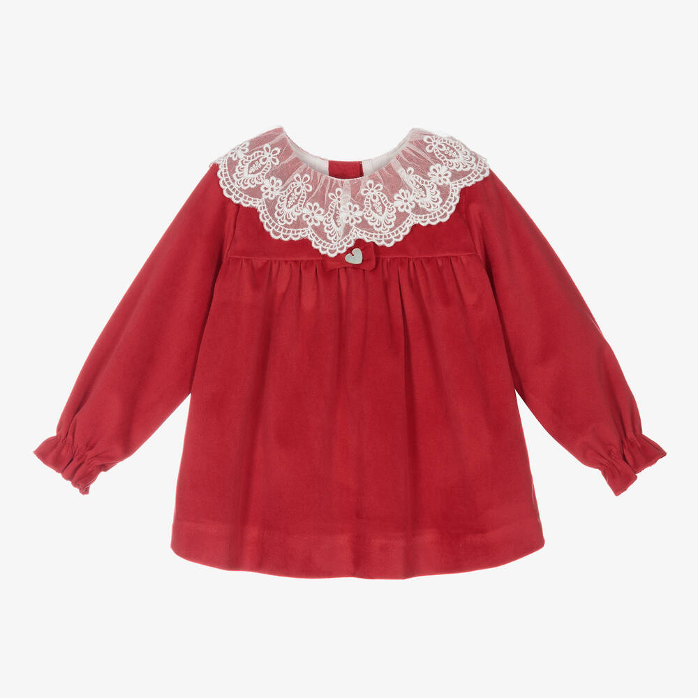 Artesanía Granlei - Robe rouge en velours Bébé | Childrensalon