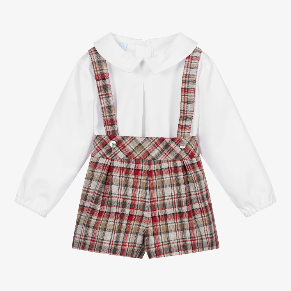 Artesanía Granlei - طقم شورت وقميص قطن لون أحمر وأبيض للأولاد | Childrensalon