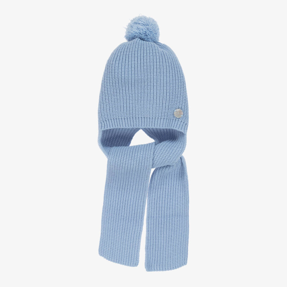 Artesanía Granlei-Soft Blue Knitted Baby Hat Scarf | Childrensalon Outlet