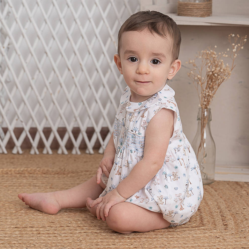 Artesanía Granlei-White Cotton Animal Print Shortie | Childrensalon Outlet