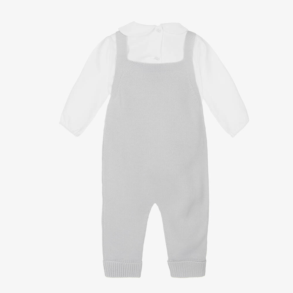 Artesanía Granlei-Белый топ и серый полукомбинезон для малышей | Childrensalon Outlet