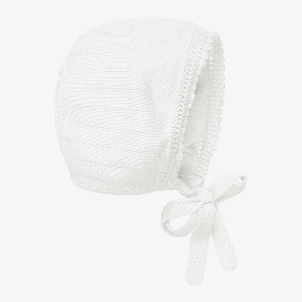 Artesanía Granlei-White Knitted Baby Bonnet | Childrensalon Outlet
