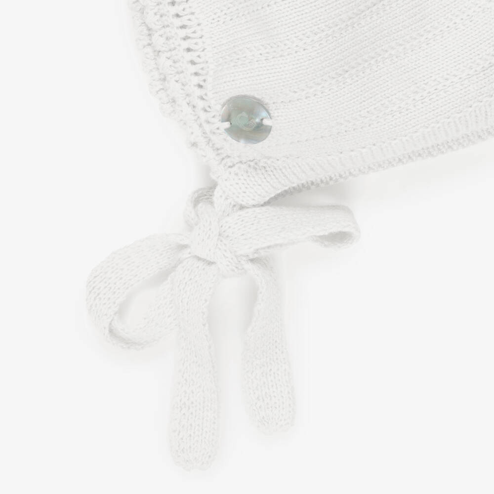 Artesanía Granlei-White Knitted Baby Bonnet | Childrensalon Outlet