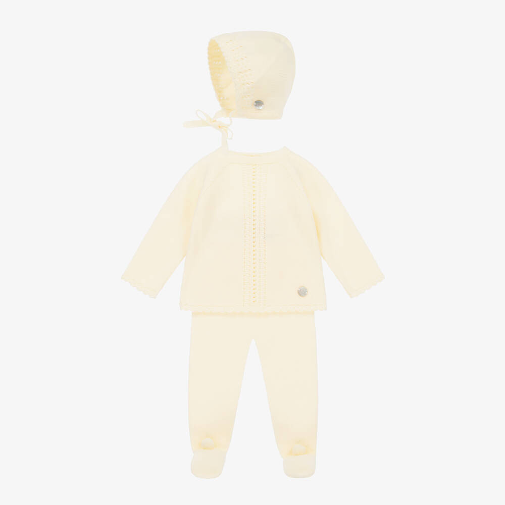 Artesanía Granlei - Yellow Knitted Babygrow Set | Childrensalon