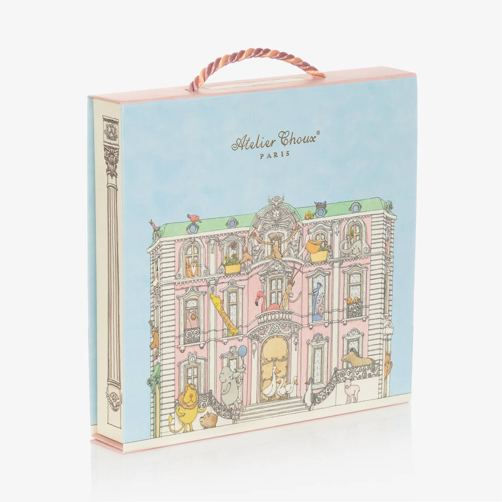 Atelier Choux Paris-Aqua Blue Organic Cotton Zodiac Swaddle | Childrensalon Outlet