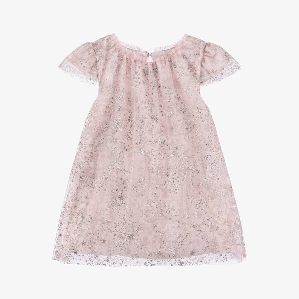 Atelier Choux Paris-Baby Girls Pink Glitter Toile De Jouy Dress | Childrensalon Outlet