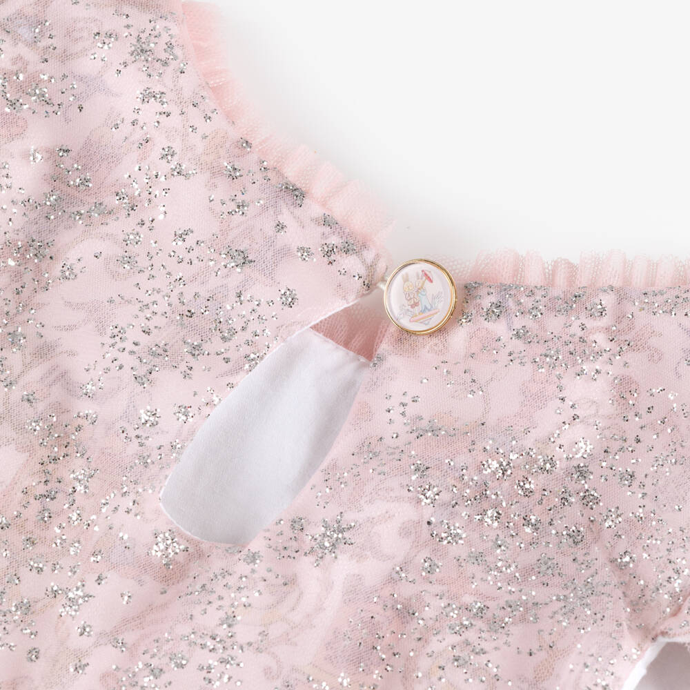 Atelier Choux Paris-Baby Girls Pink Glitter Toile De Jouy Dress | Childrensalon Outlet