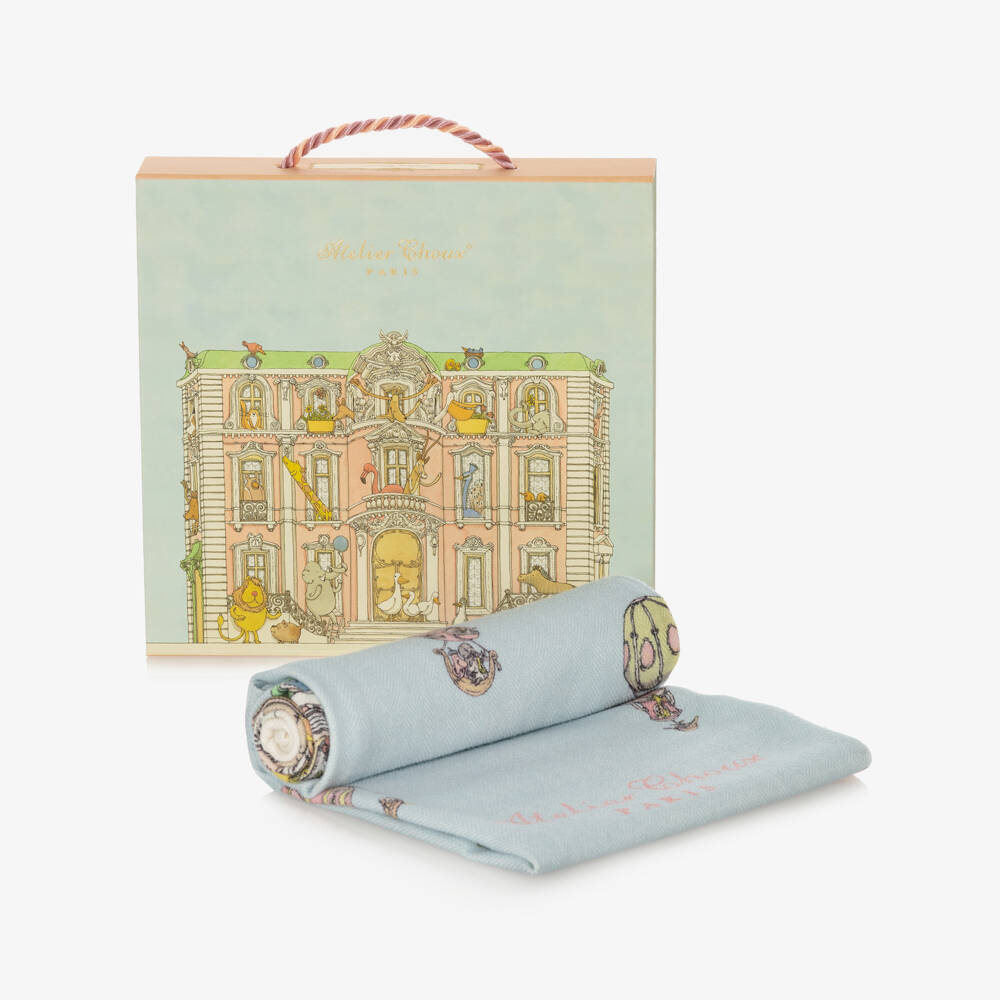 Atelier Choux Paris-Blue Cashmere Blanket (120cm) | Childrensalon Outlet