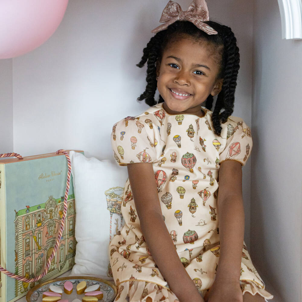 Atelier Choux Paris-Платье из бархата с принтом воздушных шаров для девочек | Childrensalon Outlet