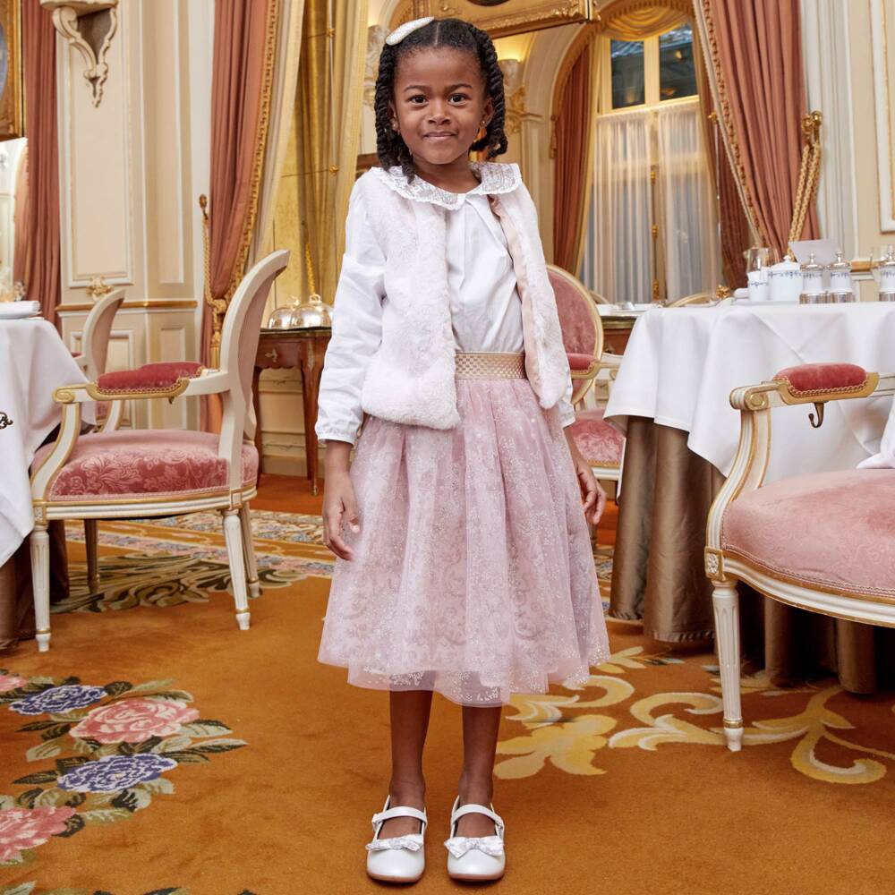 Atelier Choux Paris-تنورة تول وردية براقة للبنات | Childrensalon Outlet