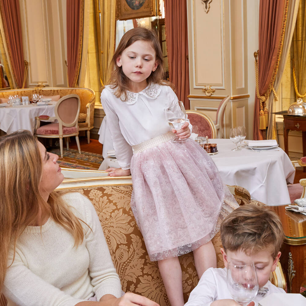 Atelier Choux Paris-Блузка из хлопка с узорным воротником для девочек | Childrensalon Outlet