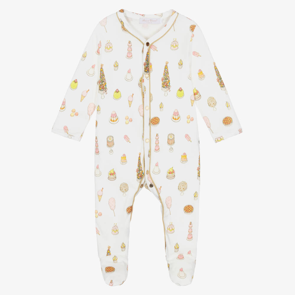 Atelier Choux Paris-Ivory Cotton Sweet Treats Babygrow | Childrensalon Outlet