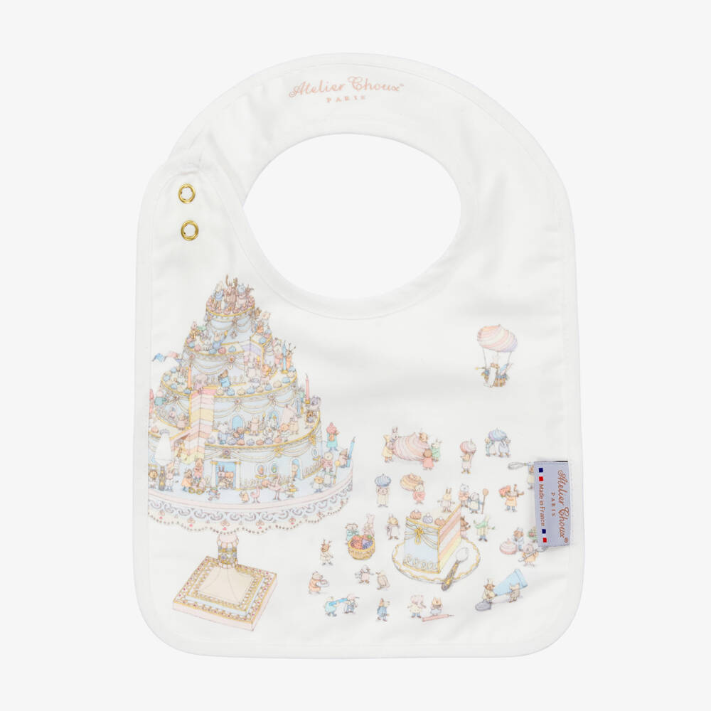 Atelier Choux Paris-Ivory Organic Cotton Cake Bib | Childrensalon Outlet
