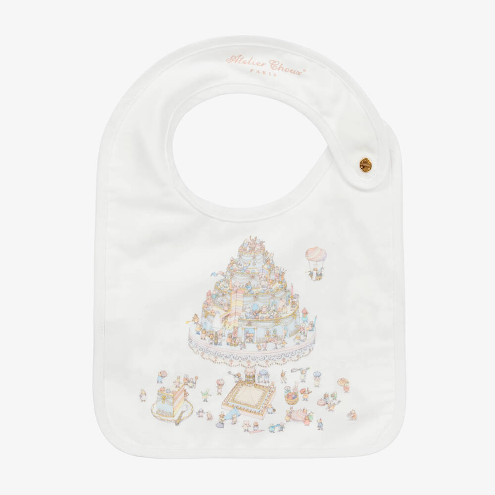 Atelier Choux Paris-Ivory Organic Cotton Cake Bib | Childrensalon Outlet