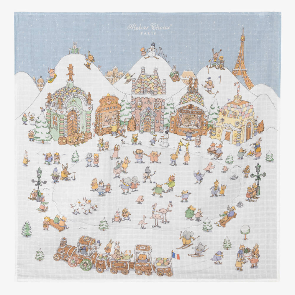 Atelier Choux Paris-White Winter Swaddle (97cm) | Childrensalon Outlet