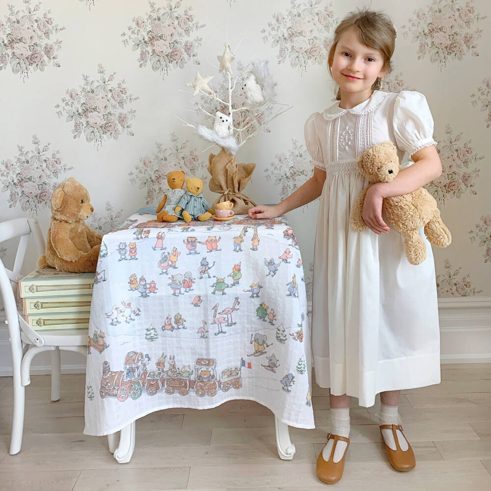 Atelier Choux Paris-White Winter Swaddle (97cm) | Childrensalon Outlet