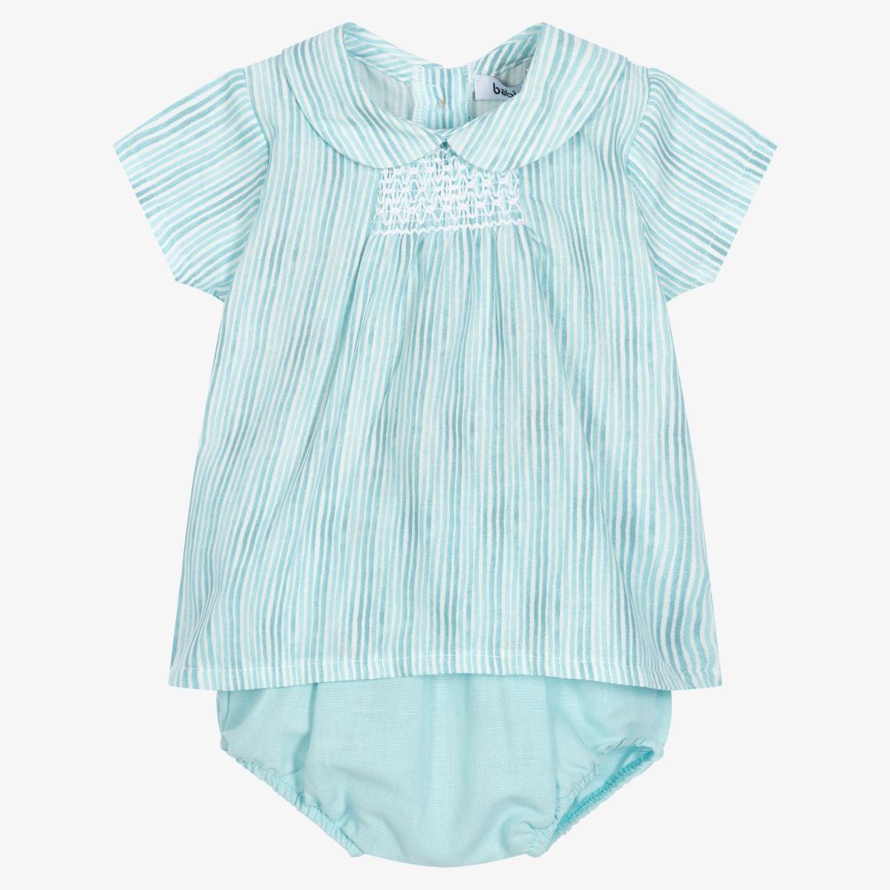 Babidu - Aquablaues, gesmoktes Shorts-Set | Childrensalon