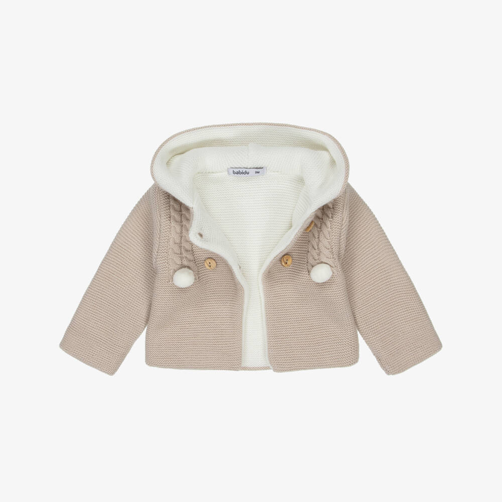 Babidu-Baby Boys Beige Knitted Pram Coat Set | Childrensalon Outlet