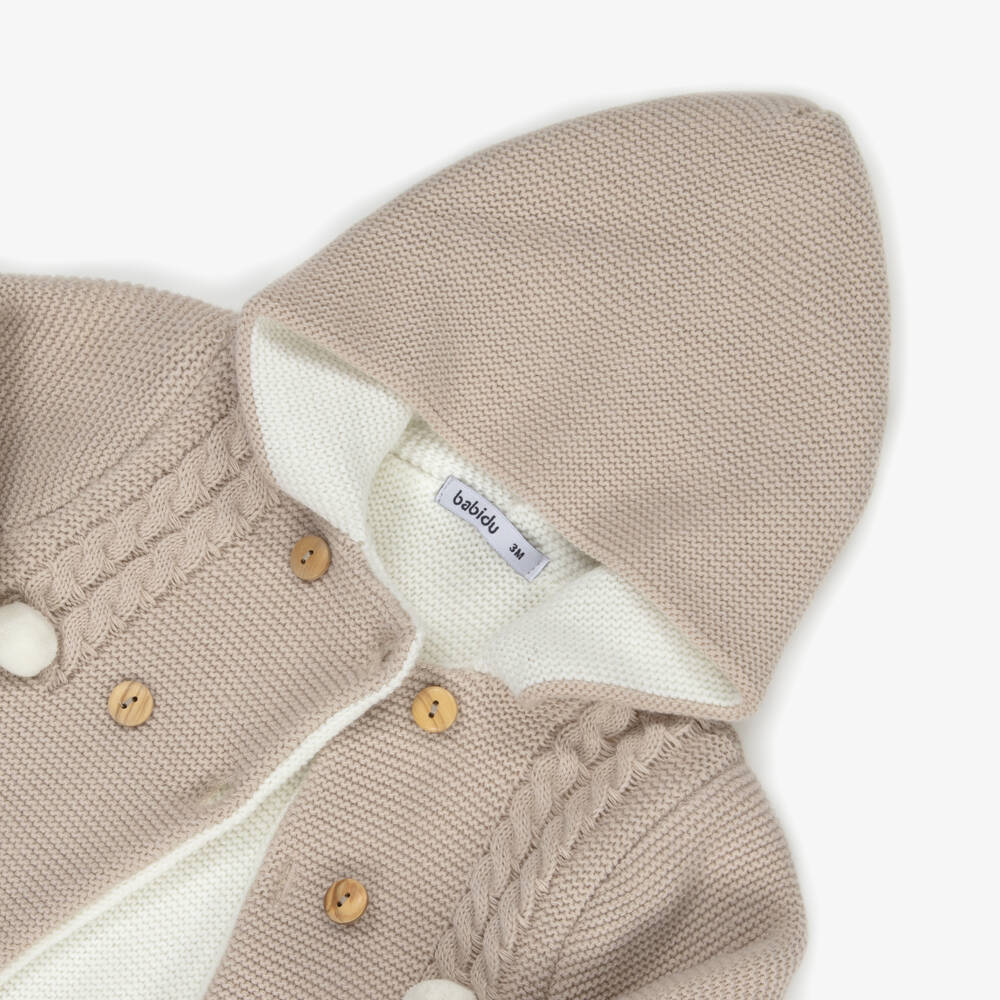 Babidu-Baby Boys Beige Knitted Pram Coat Set | Childrensalon Outlet
