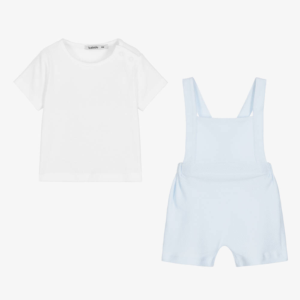 Babidu-Топ и голубой полукомбинезон из хлопка | Childrensalon Outlet