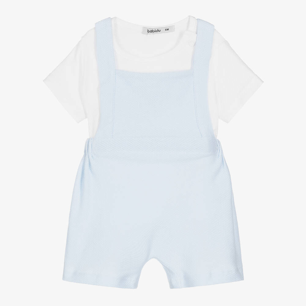 Babidu - Ensemble salopette coton bleu bébé | Childrensalon