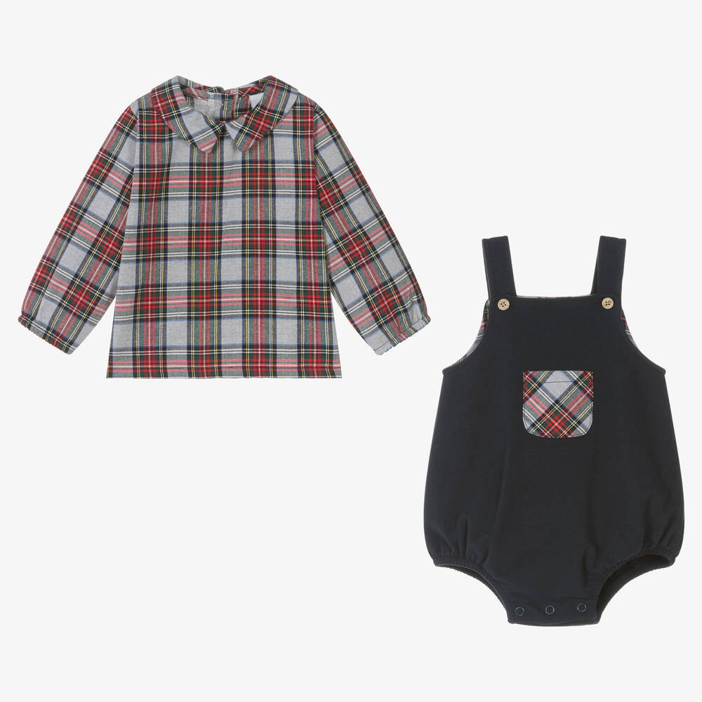 Babidu-Рубашка и синий полукомбинезон из хлопка | Childrensalon Outlet