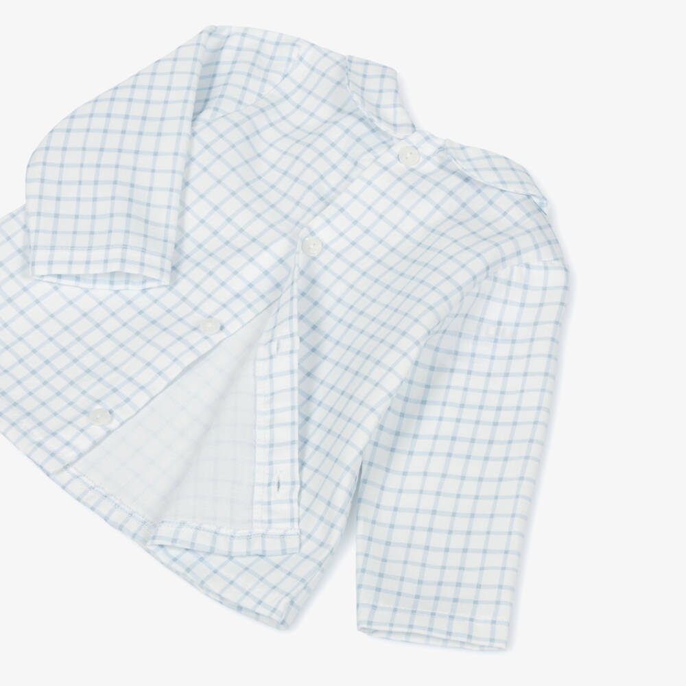 Babidu-Baby Boys Blue Cotton Jersey Dungaree Shorts Set | Childrensalon Outlet