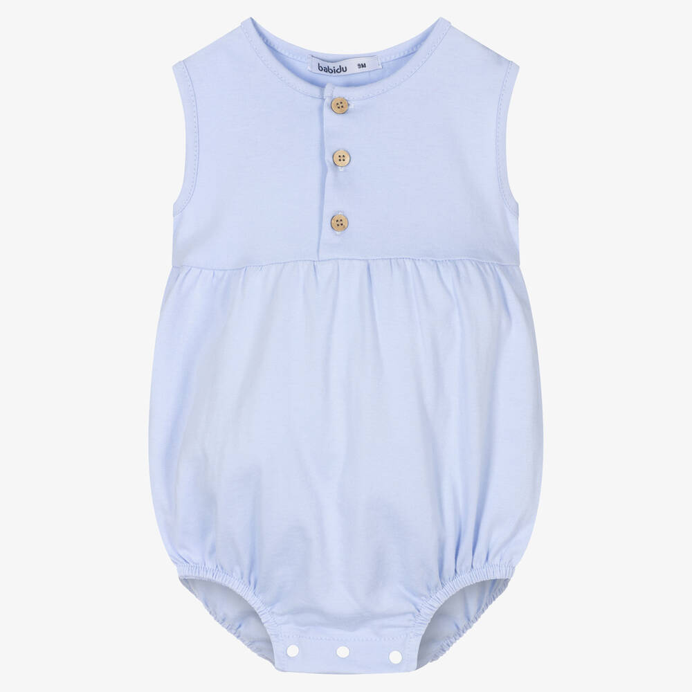 Babidu-Baby Boys Blue Cotton Shortie | Childrensalon Outlet