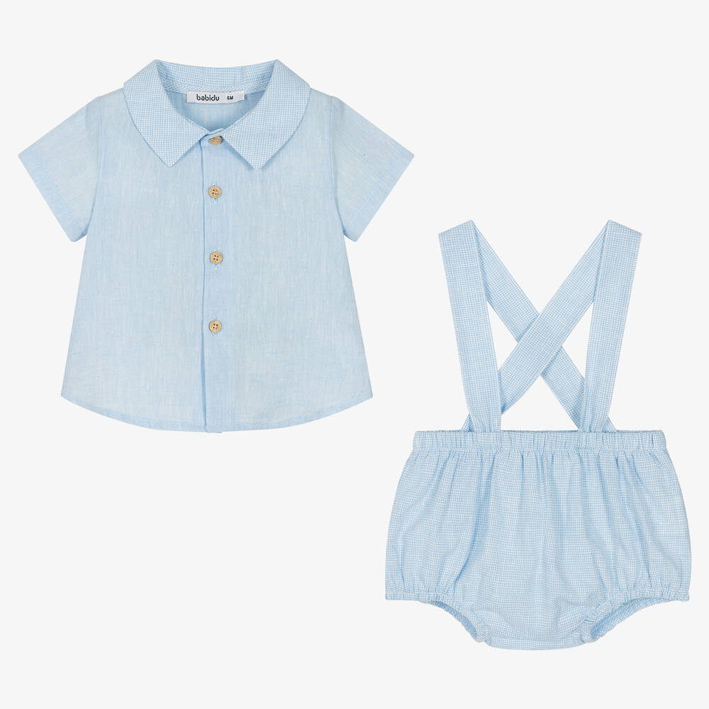 Babidu-Голубая рубашка и шорты из хлопка | Childrensalon Outlet
