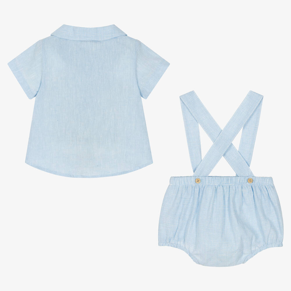Babidu Ensemble short bleu en coton bebe Childrensalon Outlet