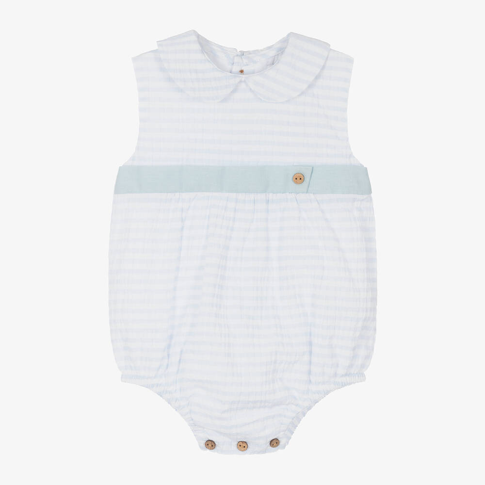 Babidu-Baby Boys Blue Cotton Striped Shortie | Childrensalon Outlet