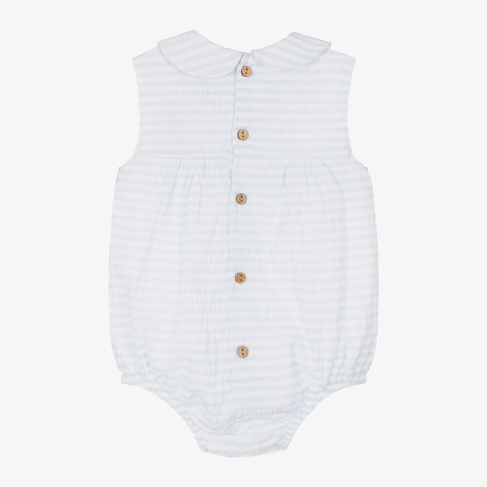 Babidu-Baby Boys Blue Cotton Striped Shortie | Childrensalon Outlet