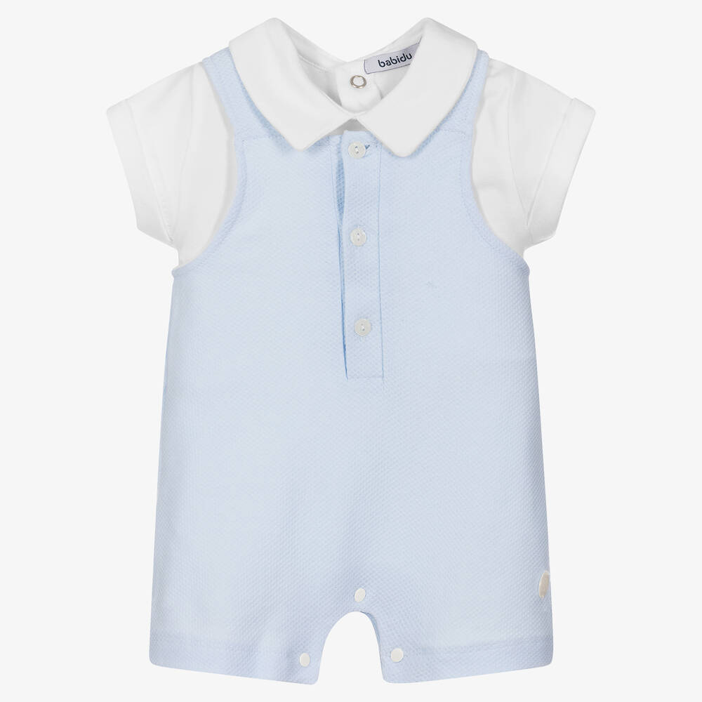 Babidu - Baby Boys Blue Dungaree Set | Childrensalon