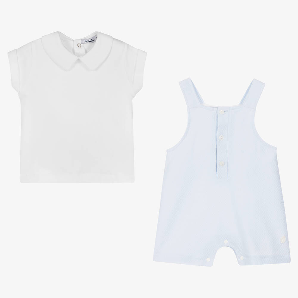 Babidu-Baby Boys Blue Dungaree Set | Childrensalon Outlet