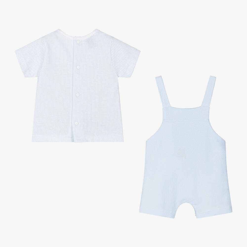 Babidu-Baby Boys Blue Dungaree Shorts Set | Childrensalon Outlet