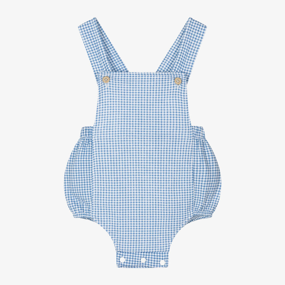 Babidu-Baby Boys Blue Gingham Cotton Shortie | Childrensalon Outlet