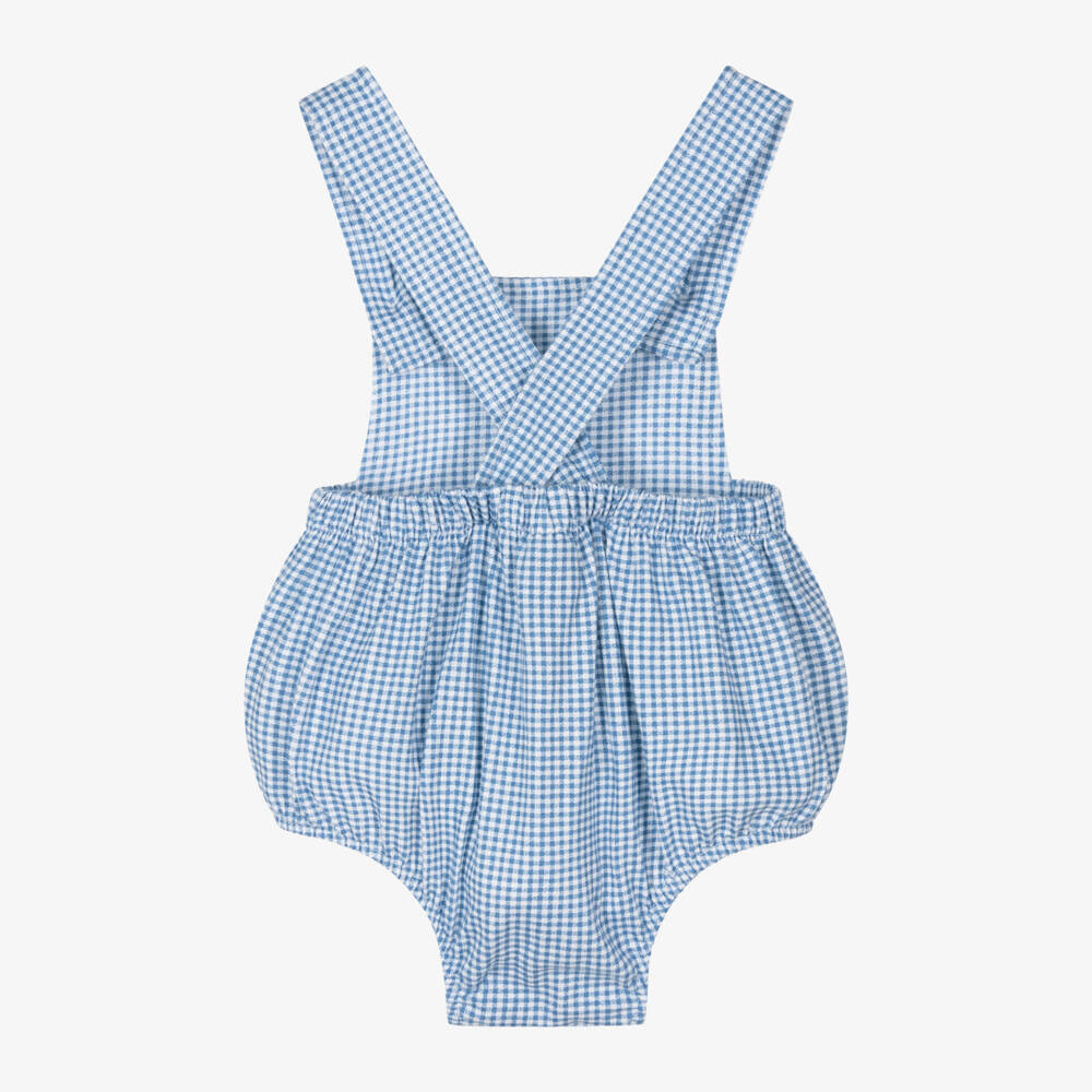 Babidu-Baby Boys Blue Gingham Cotton Shortie | Childrensalon Outlet
