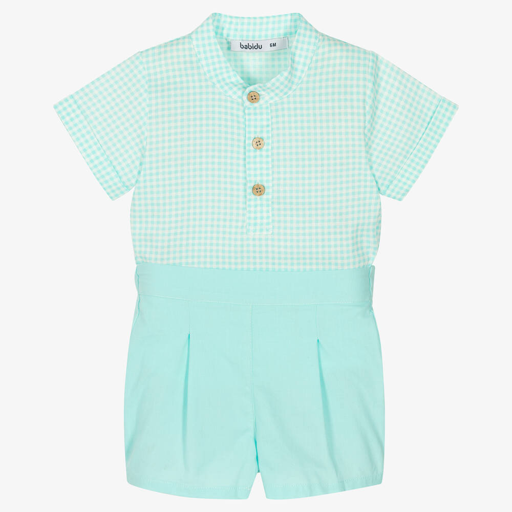 Babidu - Ensemble short bleu vichy bébé | Childrensalon