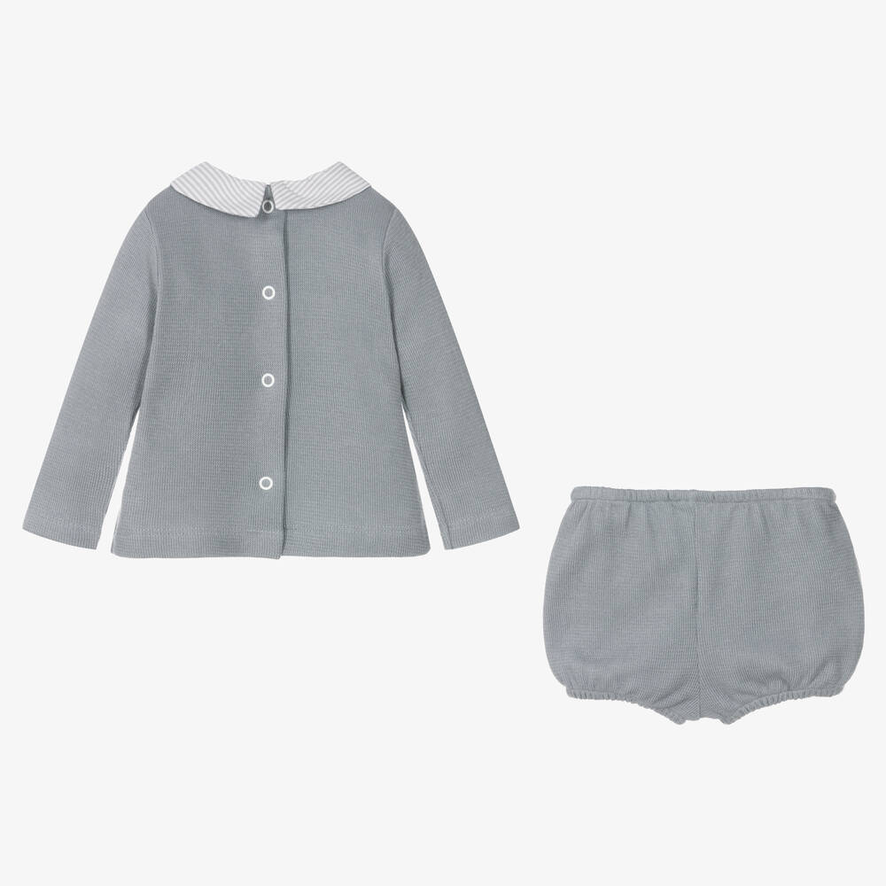 Babidu-Baby Boys Grey Cotton Shorts Set | Childrensalon Outlet