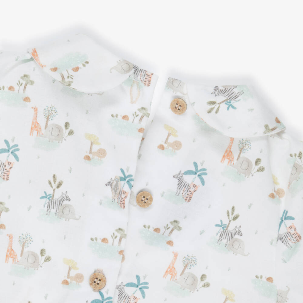 Babidu-Baby Boys Ivory & Beige Cotton Safari Print Shorts Set | Childrensalon Outlet