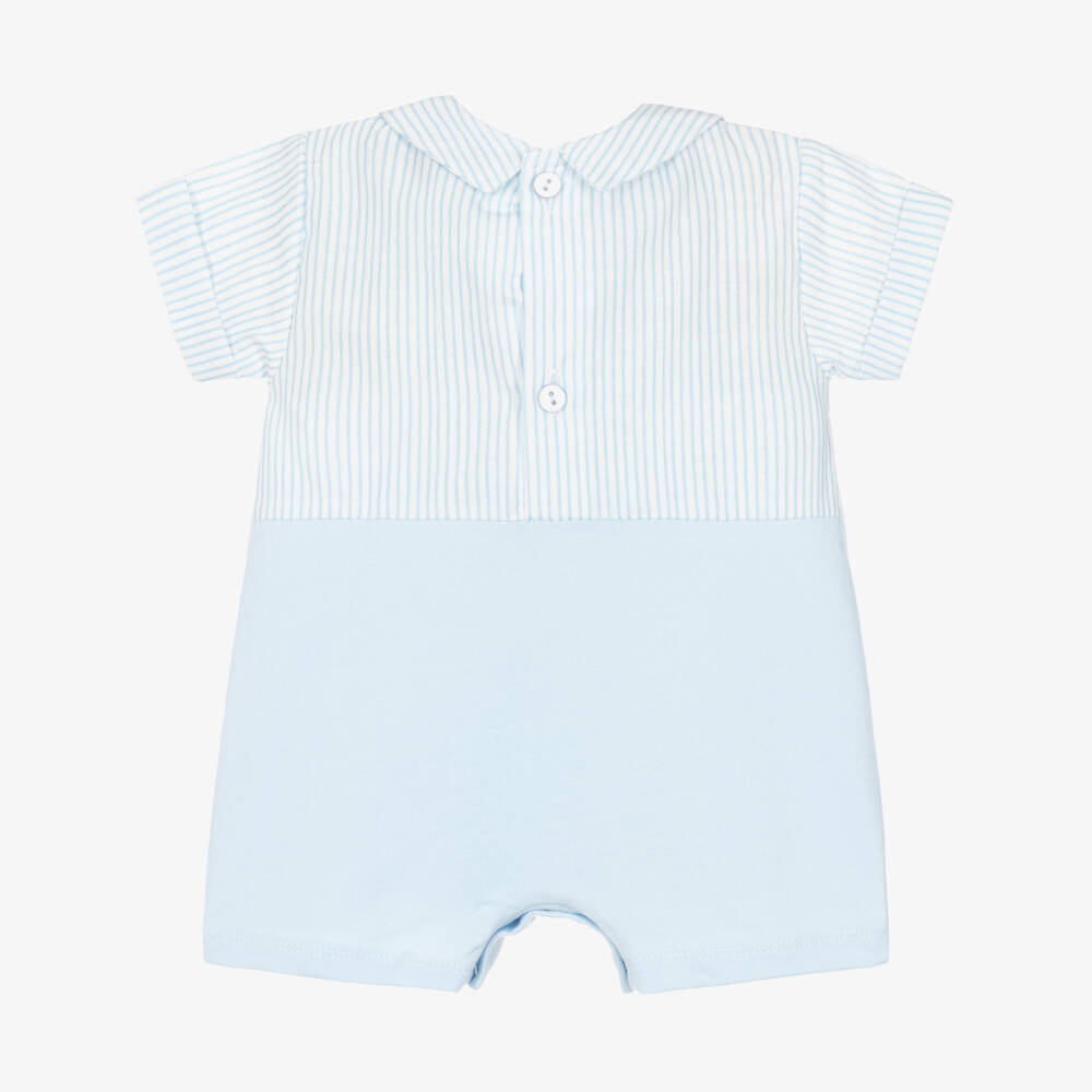 Babidu-Baby Boys Pale Blue Stripe Cotton Jersey Shortie | Childrensalon Outlet