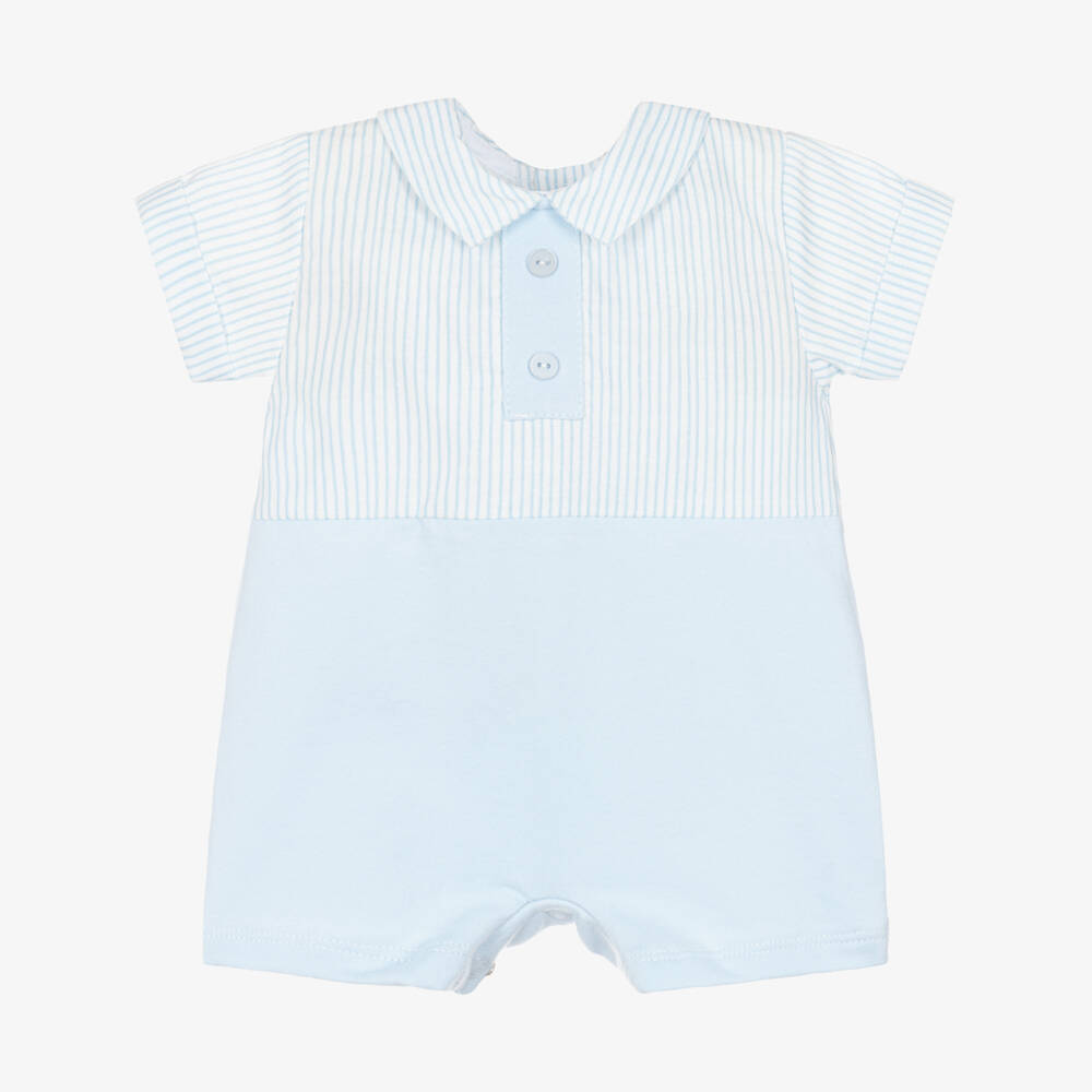 Babidu-Baby Boys Pale Blue Stripe Cotton Jersey Shortie | Childrensalon Outlet