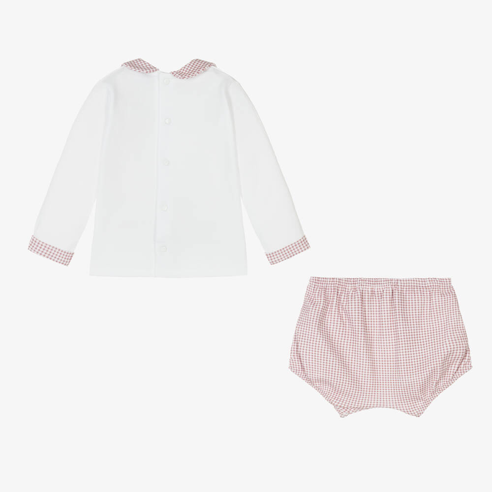 Babidu-Baby Boys White & Red Cotton Shorts Set | Childrensalon Outlet