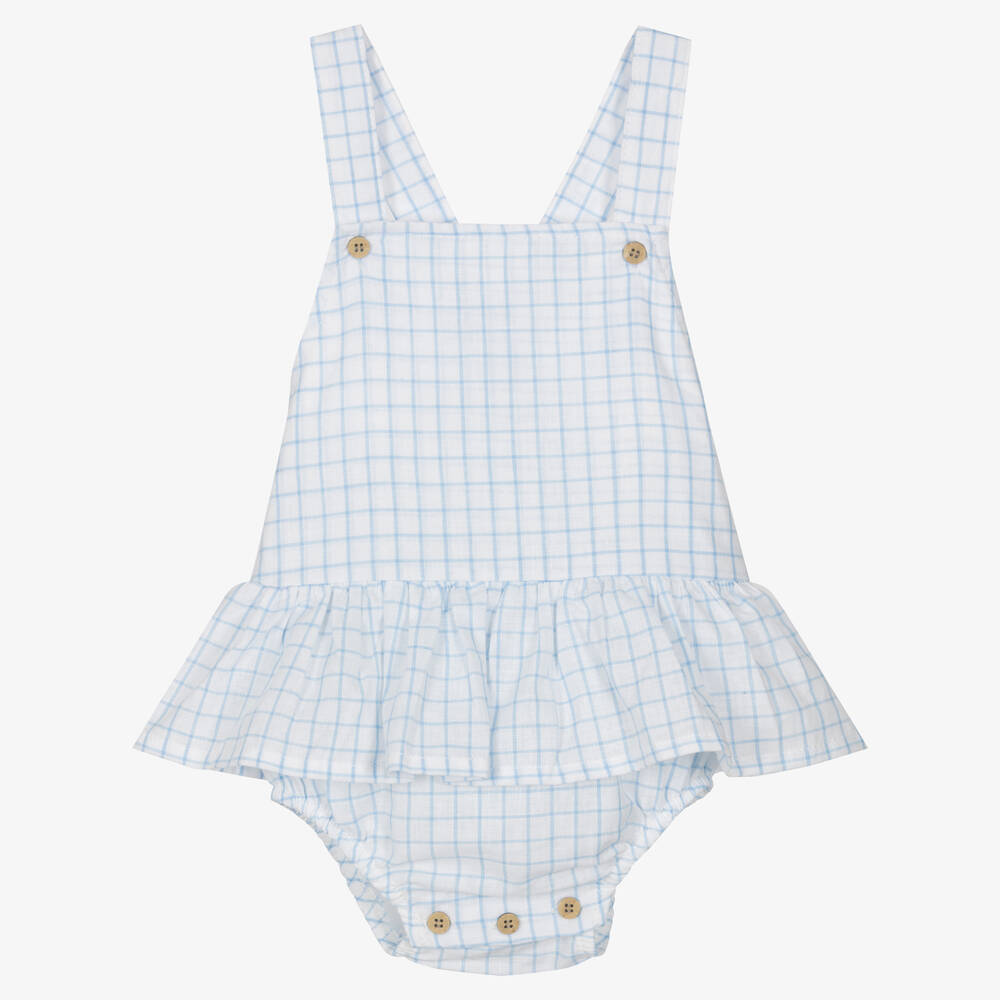 Babidu - Baby Girls Blue Check Dress | Childrensalon