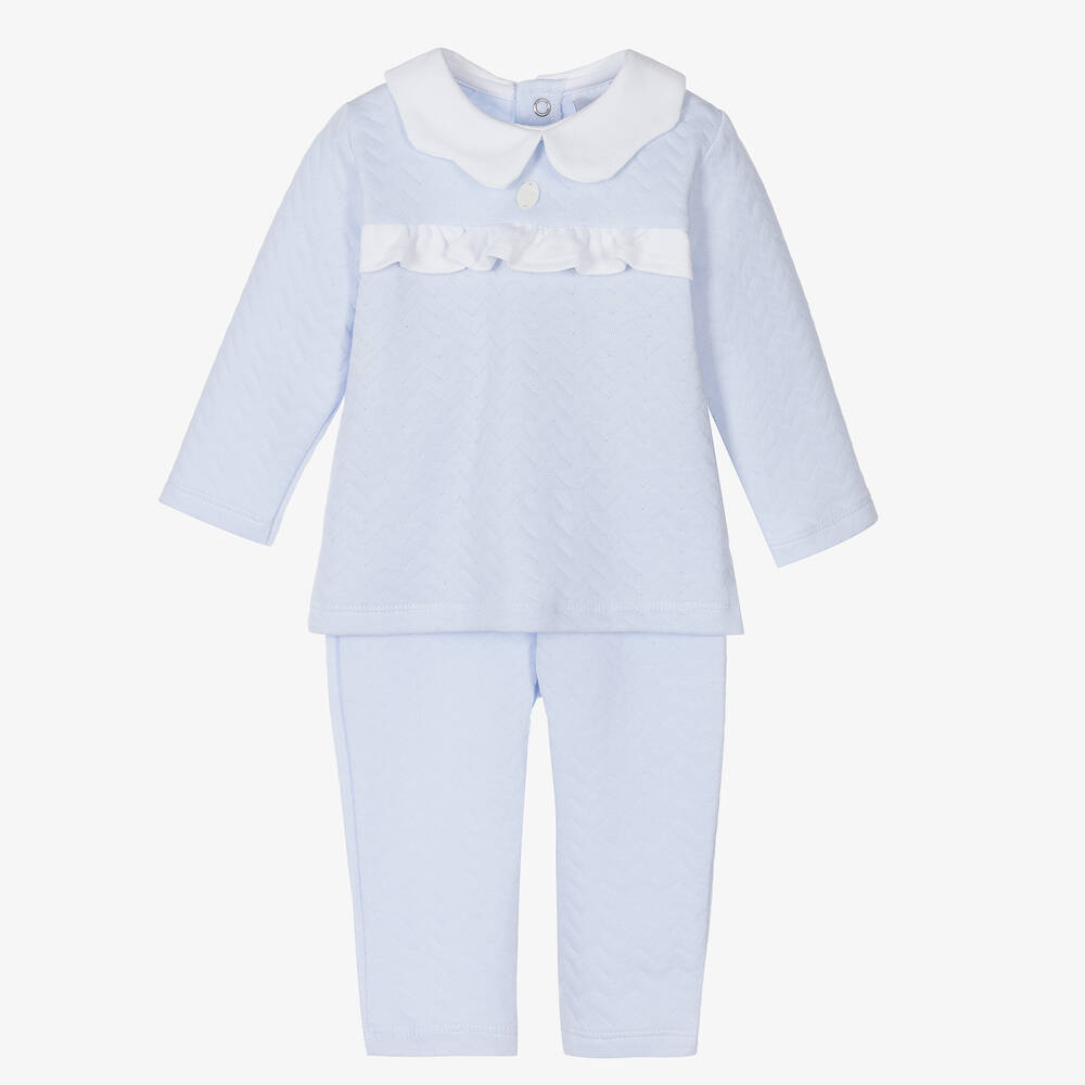 Babidu - Baby Girls Blue Cotton Tracksuit | Childrensalon