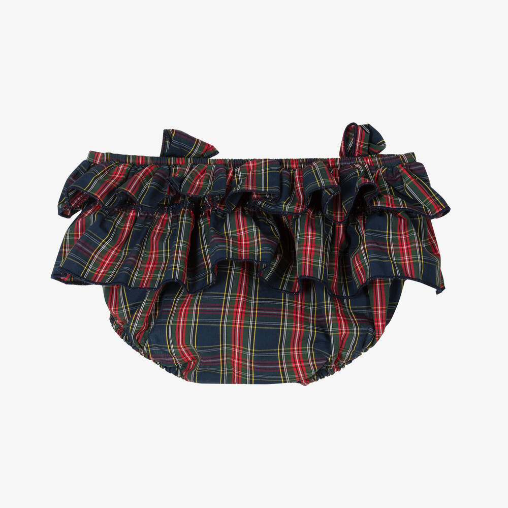 Babidu Baby Girls Blue Tartan Bloomer Shorts Childrensalon Outlet