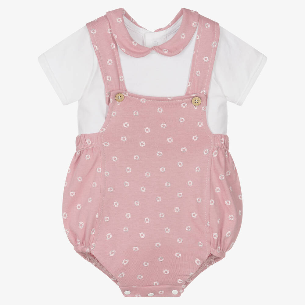 Babidu-Baby Girls Dungaree Shorts Set | Childrensalon Outlet