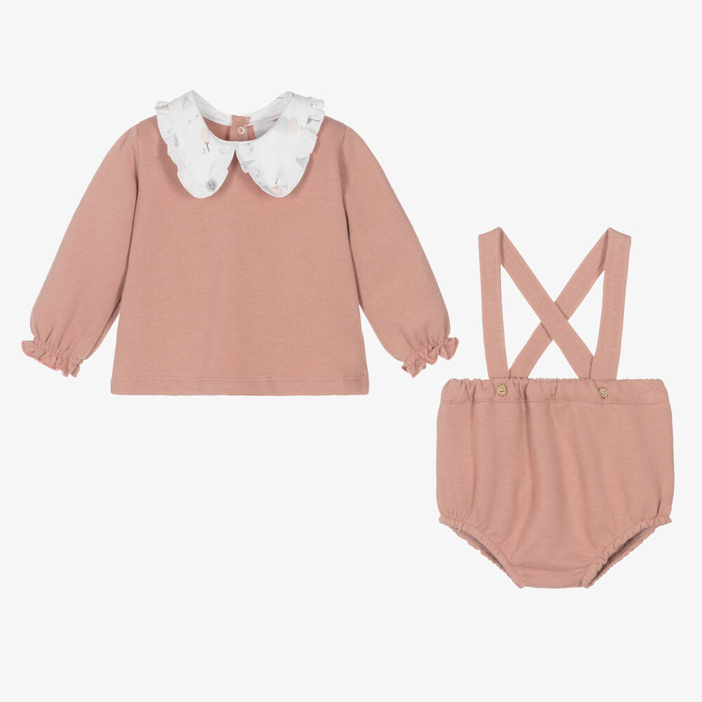 Babidu-طقم شورت قطن جيرسي لون زهري للمولودات | Childrensalon Outlet