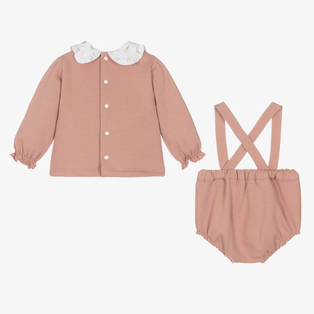 Babidu-طقم شورت قطن جيرسي لون زهري للمولودات | Childrensalon Outlet