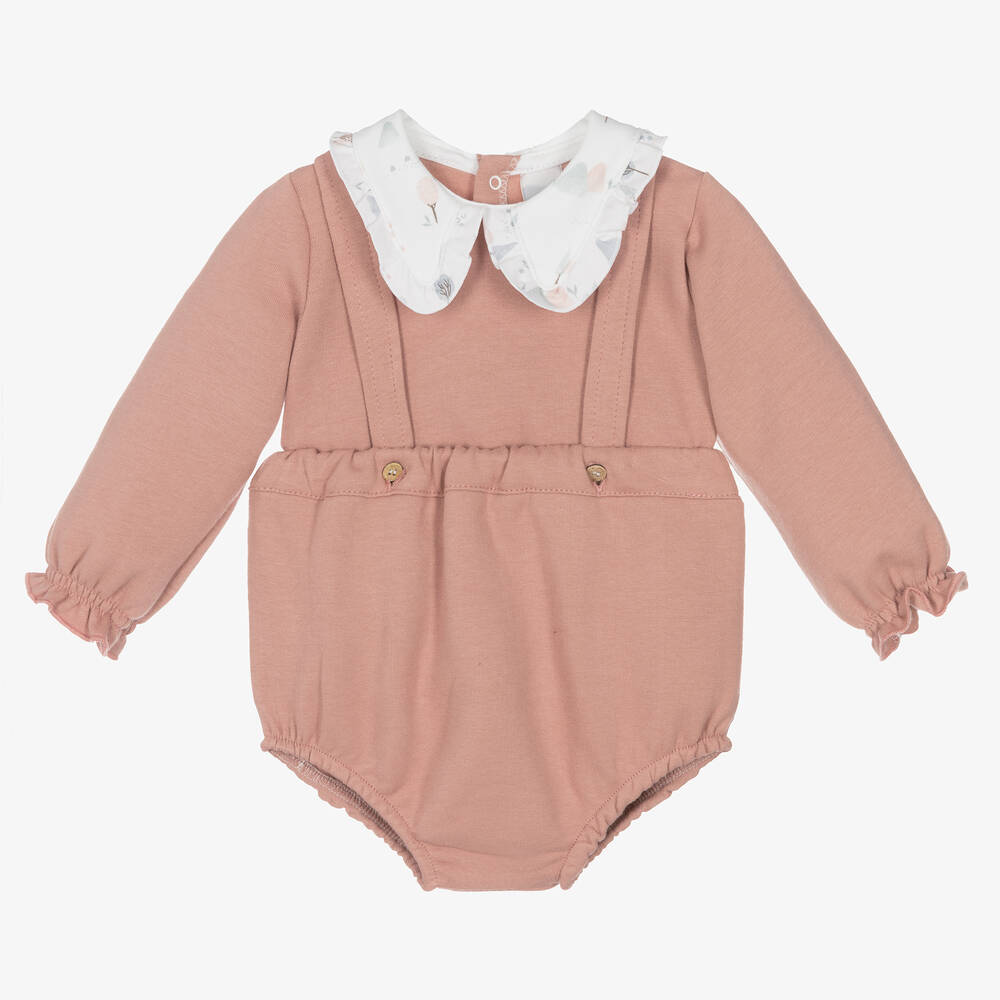 Babidu - Baby Girls Dusky Pink Cotton Shorts Set | Childrensalon